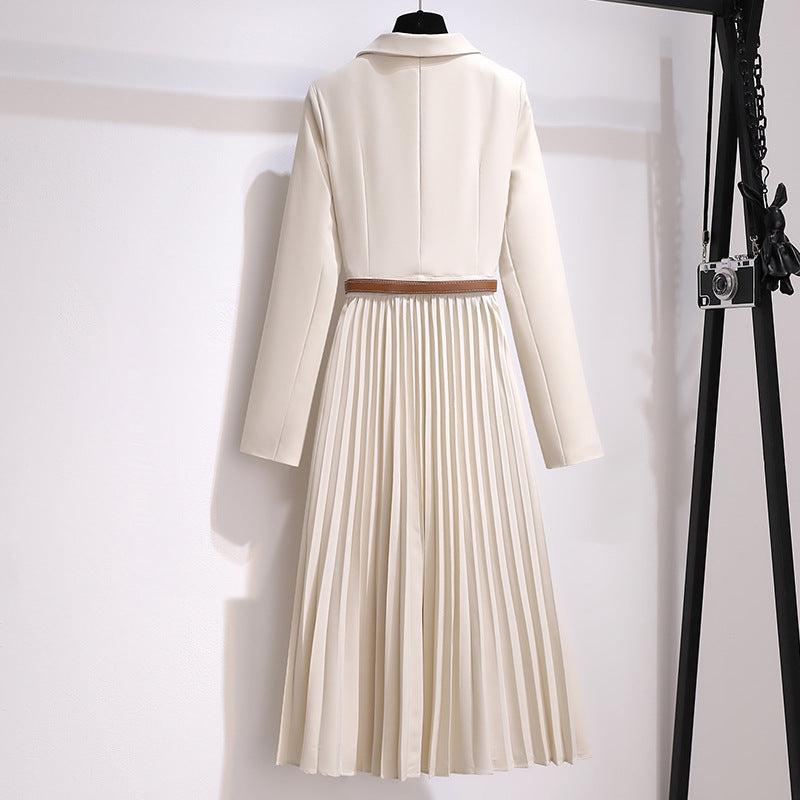 💕Asymmetrisches Patchwork-Blazerkleid mit Gürtel