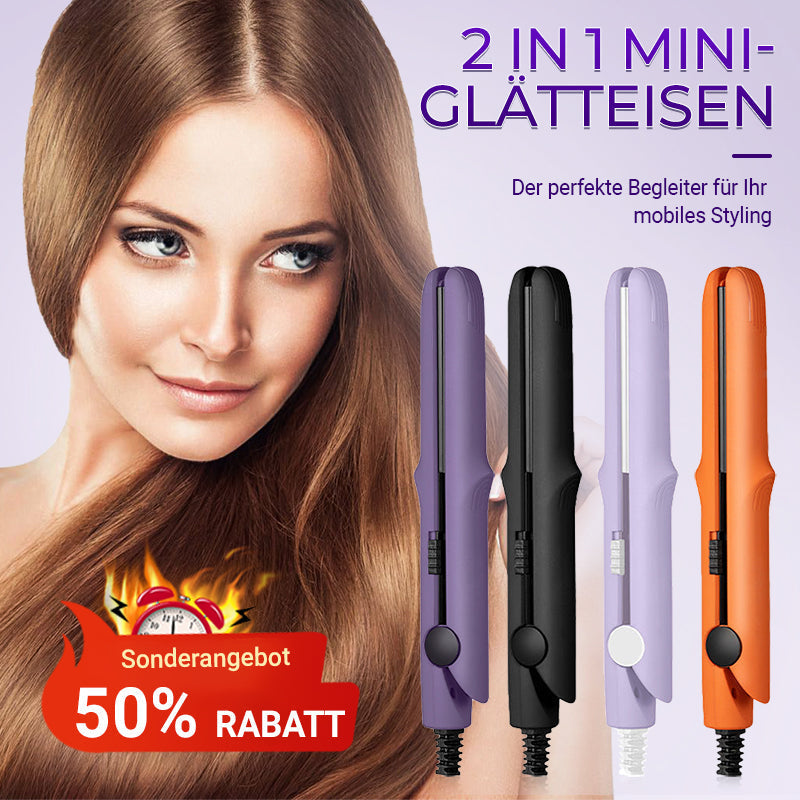 đ„2-in-1 Mini-Lockenstab & GlĂ€tteisen HaarglĂ€tter