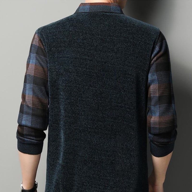 🎄🎅Weihnachts-Sonderangebot🎁Zweiteiliger Pullover für Männer aus Kunstleder mit Verdickung