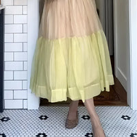 Elastischer Maxi-Stufenrock mit hoher Taille für Damen