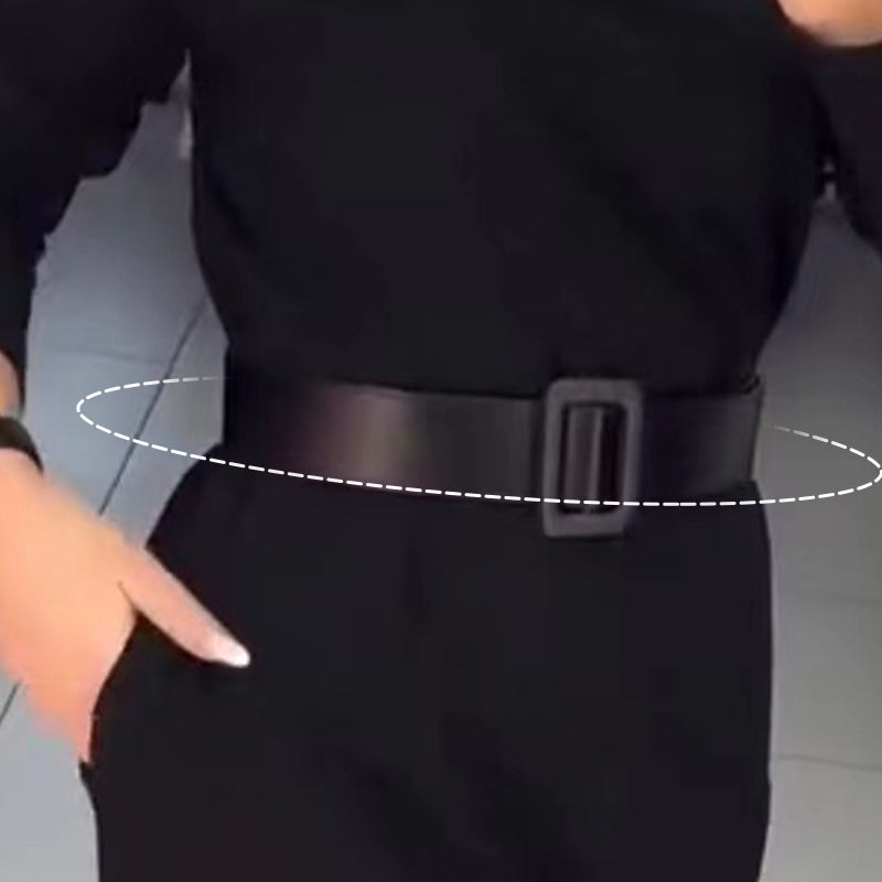 🖤Elegantes einfarbiges Damenkleid mit Gürtel