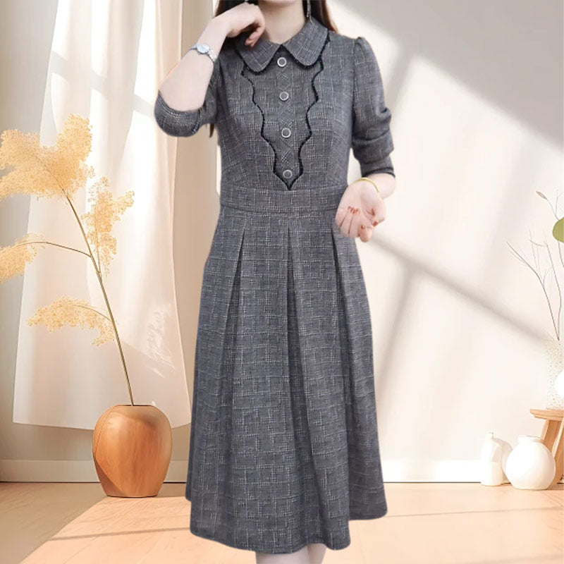 🎅50 % Weihnachtsrabatt💥Kariertes A-Linien-Kleid für Damen