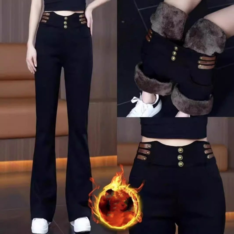 🔥Damen Schlaghose mit hohem Bund und Plüschfutter🔥
