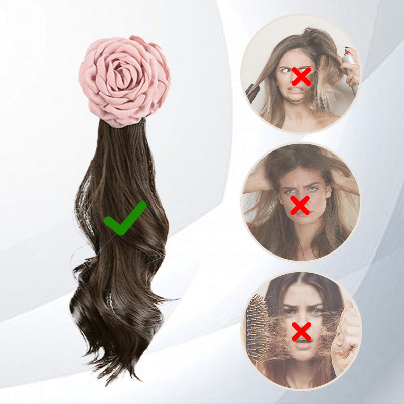 High-Quality Curly Wig with a Rose Hair Claw Clip