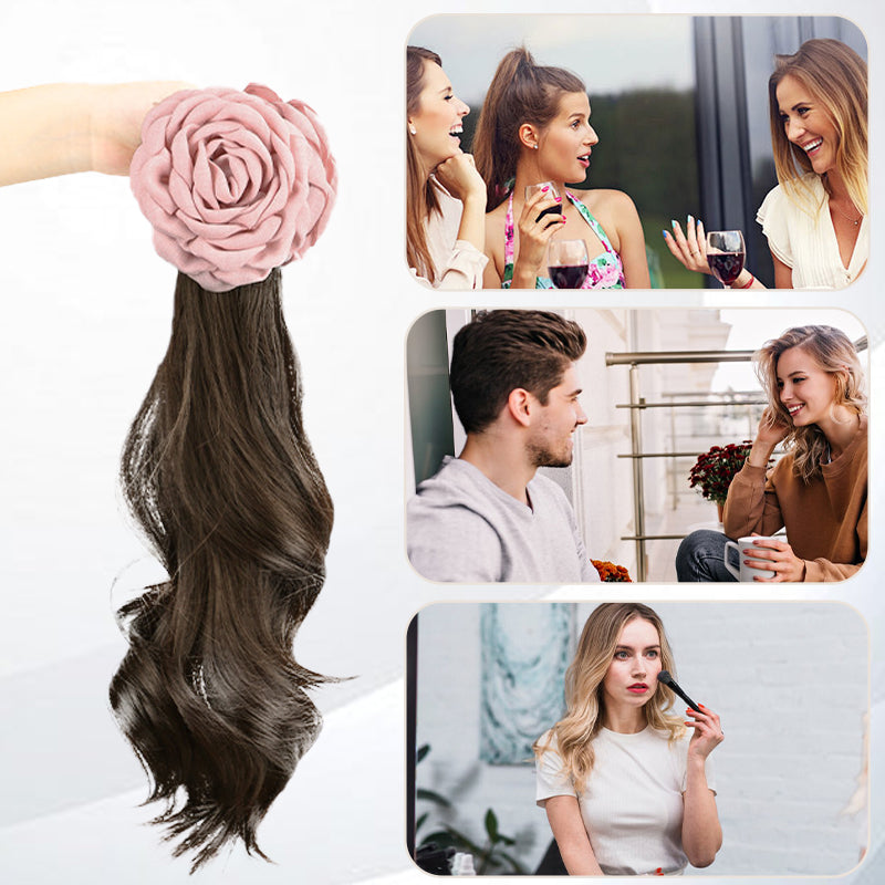 High-Quality Curly Wig with a Rose Hair Claw Clip