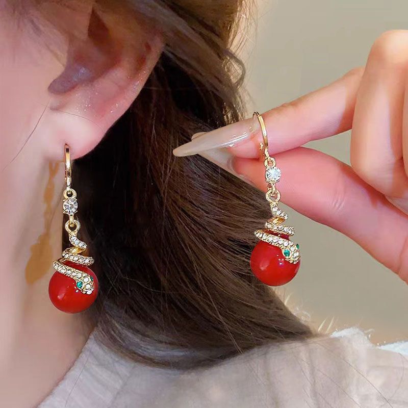 🐍Neu in diesem Jahr🎀Vergoldete Schlangenperlen-Ohrringe