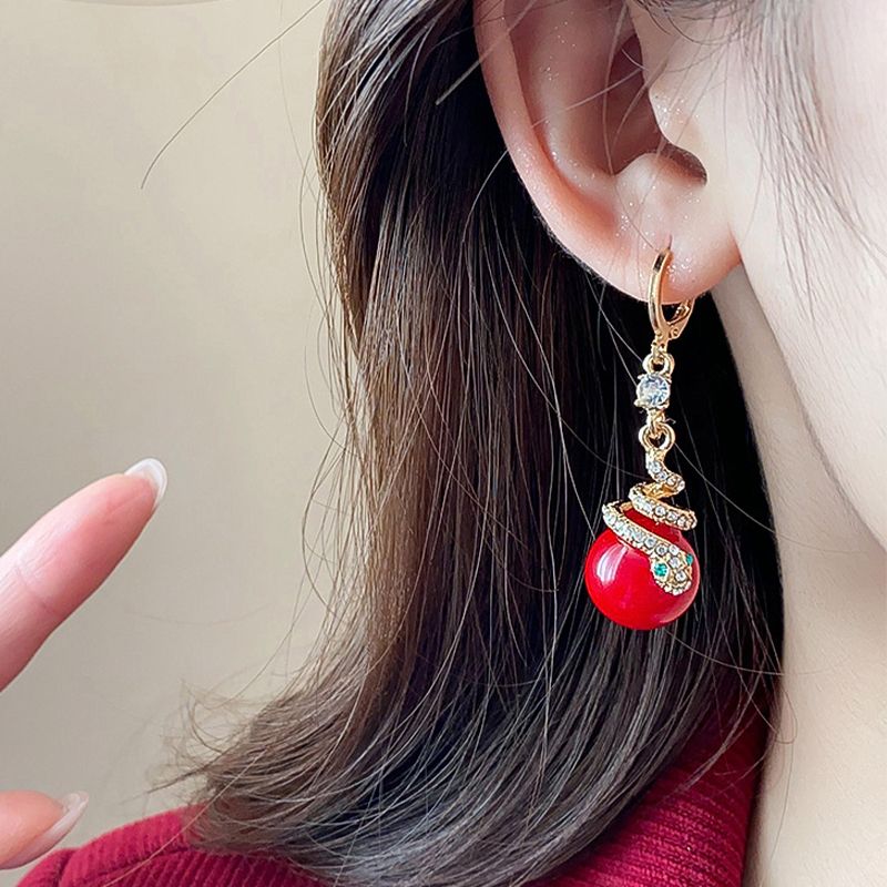 🐍Neu in diesem Jahr🎀Vergoldete Schlangenperlen-Ohrringe