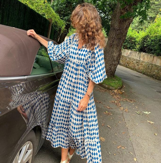 👗Elegantes Boho Maxikleid mit Puffärmeln und Blumenmuster