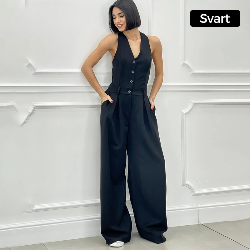 ⏳Begrenzte Zeit -50 % Rabatt💥Ärmelloser Jumpsuit mit Knopfleiste vorne für Damen