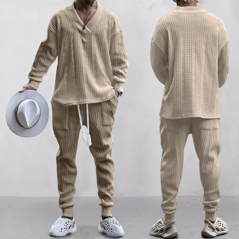 💥 2-teiliges Herren-Set aus Baggy-Sweatshirt mit V-Ausschnitt und Jogginghose