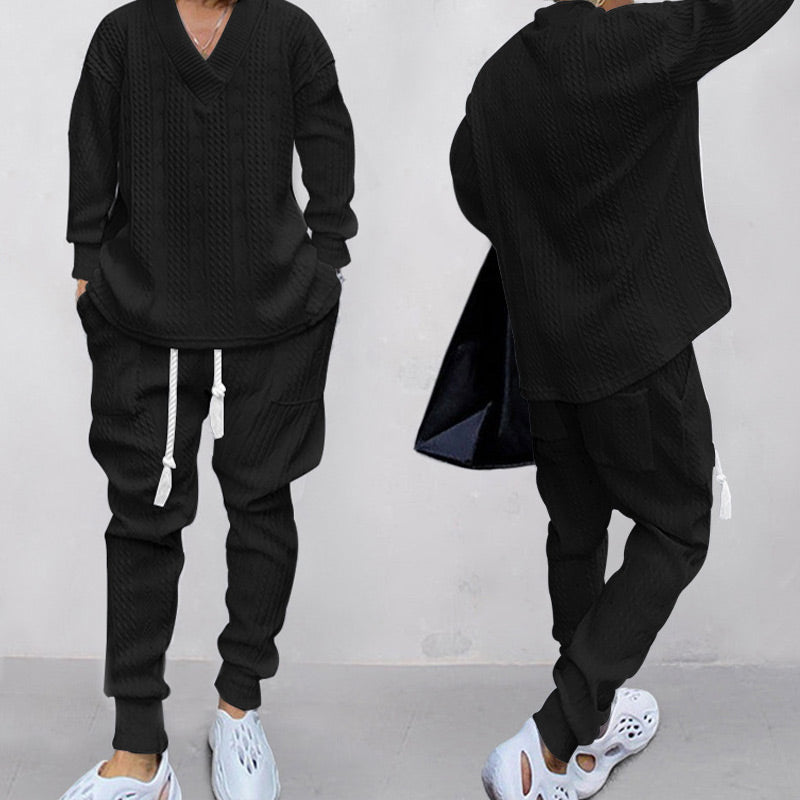 💥 2-teiliges Herren-Set aus Baggy-Sweatshirt mit V-Ausschnitt und Jogginghose
