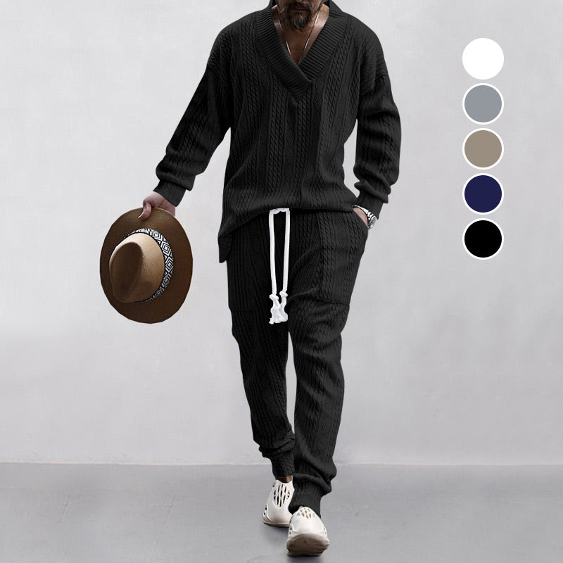 💥 2-teiliges Herren-Set aus Baggy-Sweatshirt mit V-Ausschnitt und Jogginghose