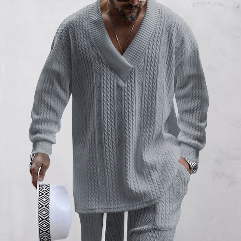💥 2-teiliges Herren-Set aus Baggy-Sweatshirt mit V-Ausschnitt und Jogginghose