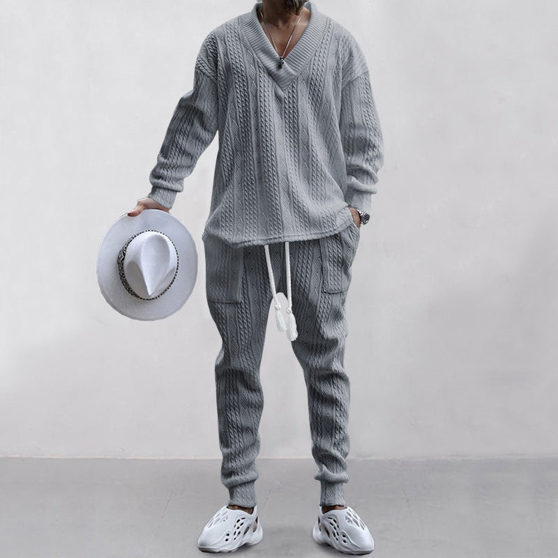 💥 2-teiliges Herren-Set aus Baggy-Sweatshirt mit V-Ausschnitt und Jogginghose