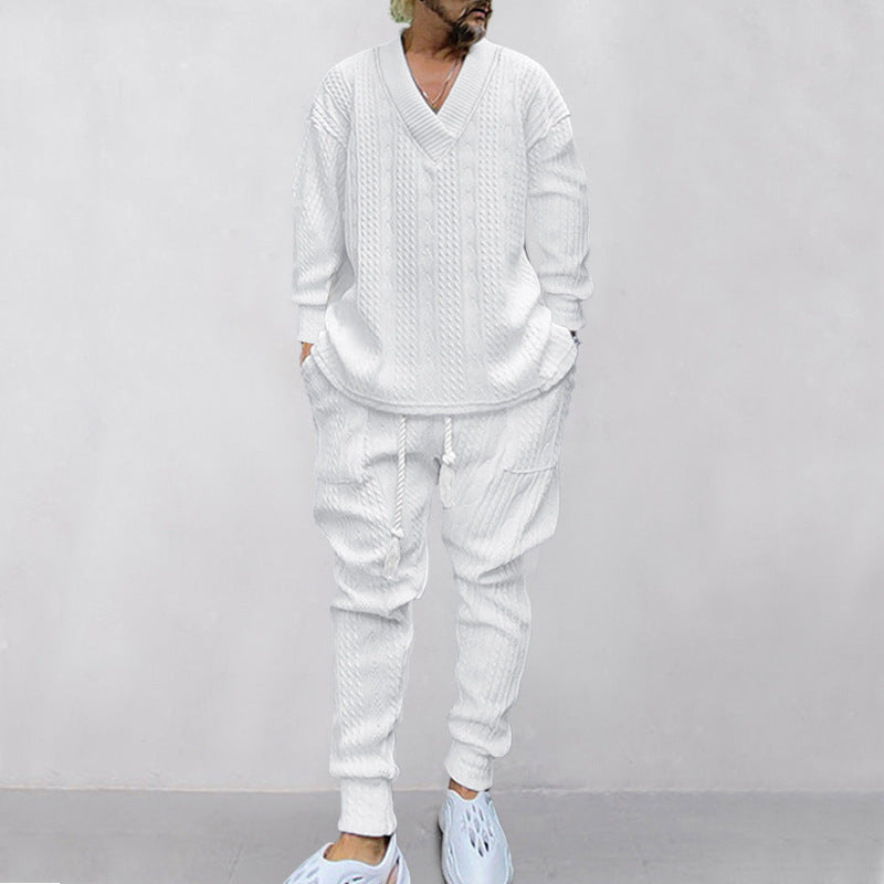💥 2-teiliges Herren-Set aus Baggy-Sweatshirt mit V-Ausschnitt und Jogginghose