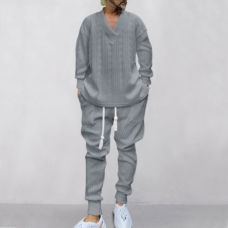 💥 2-teiliges Herren-Set aus Baggy-Sweatshirt mit V-Ausschnitt und Jogginghose