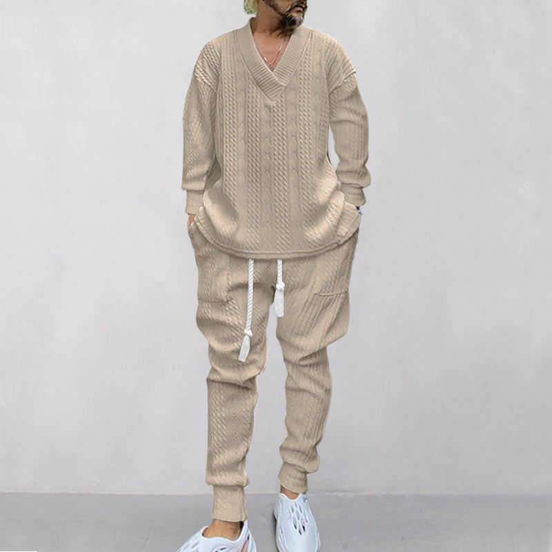 💥 2-teiliges Herren-Set aus Baggy-Sweatshirt mit V-Ausschnitt und Jogginghose