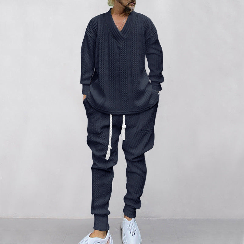 💥 2-teiliges Herren-Set aus Baggy-Sweatshirt mit V-Ausschnitt und Jogginghose