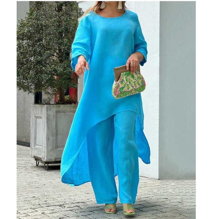 💕Farbenfester Leinenanzug, modisch, lässig💃💃
