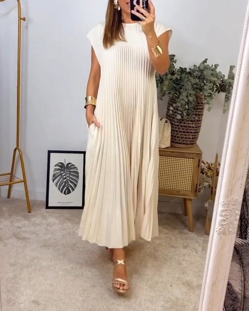 ⏳Begrenzte Zeit 50% Rabatt💥💞Damen Plissee einfaches einfarbiges Kleid