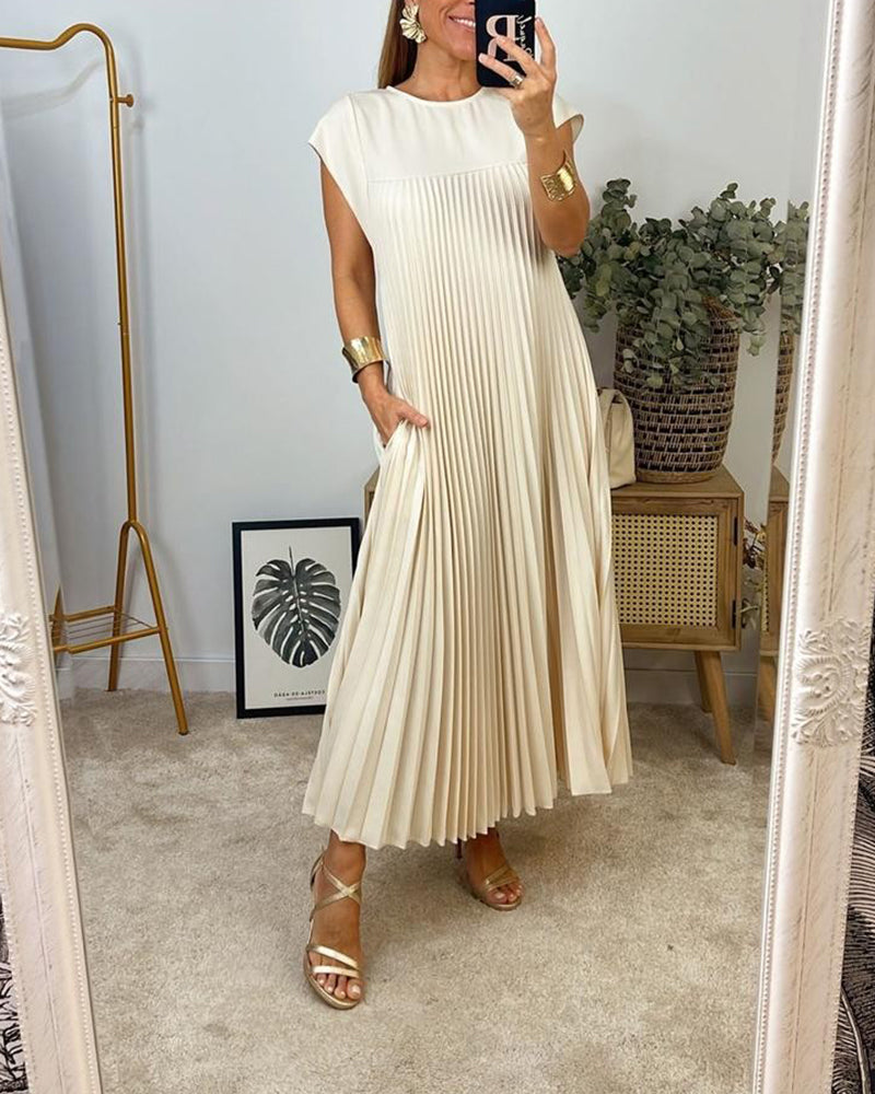 ⏳Begrenzte Zeit 50% Rabatt💥💞Damen Plissee einfaches einfarbiges Kleid