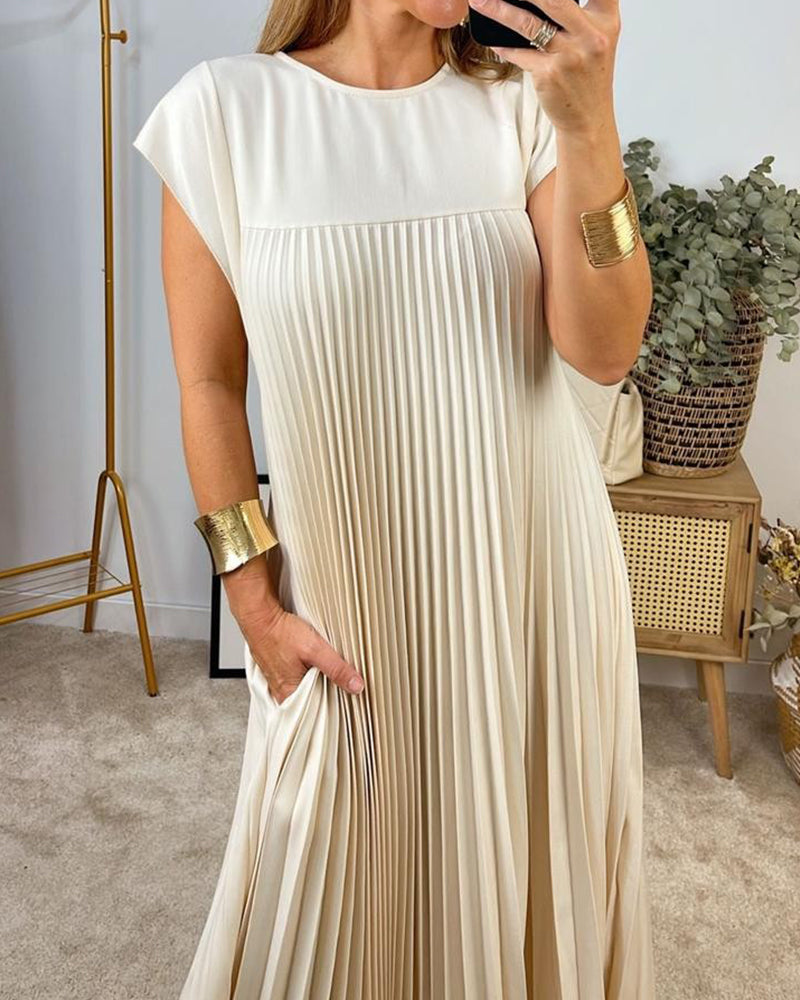 ⏳Begrenzte Zeit 50% Rabatt💥💞Damen Plissee einfaches einfarbiges Kleid