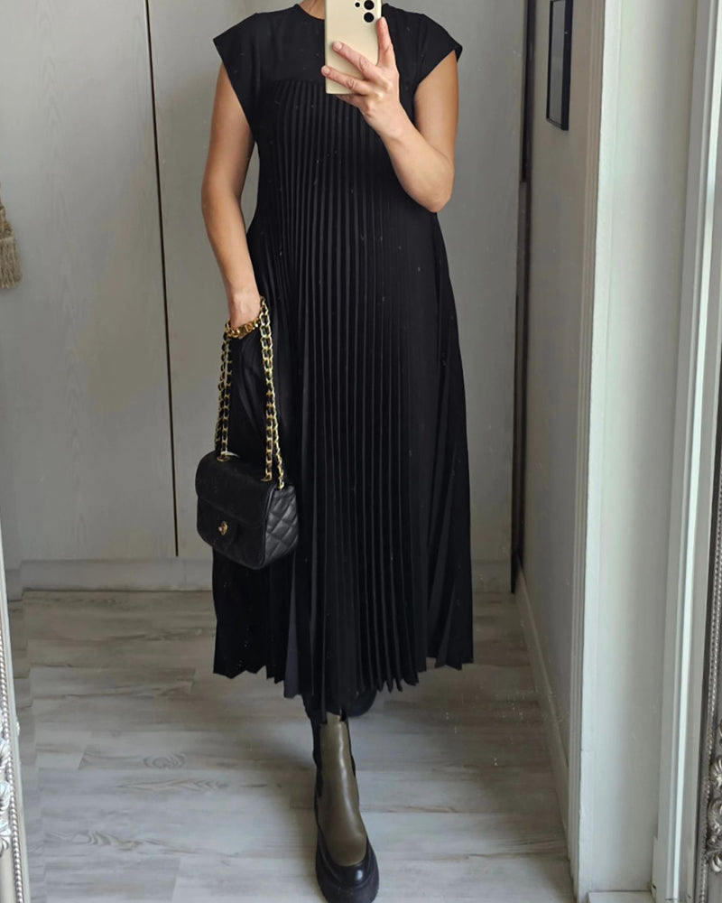 ⏳Begrenzte Zeit 50% Rabatt💥💞Damen Plissee einfaches einfarbiges Kleid