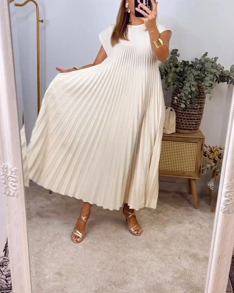 ⏳Begrenzte Zeit 50% Rabatt💥💞Damen Plissee einfaches einfarbiges Kleid