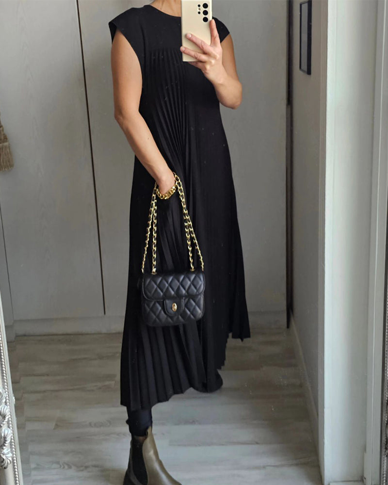⏳Begrenzte Zeit 50% Rabatt💥💞Damen Plissee einfaches einfarbiges Kleid