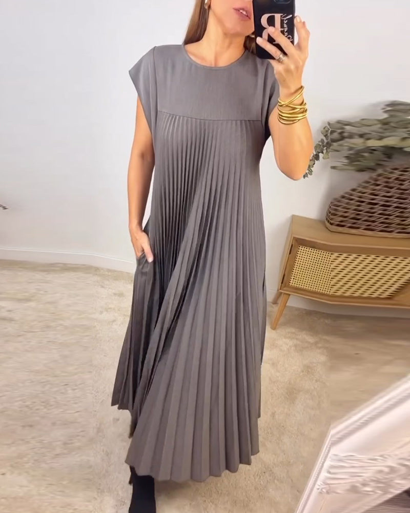 ⏳Begrenzte Zeit 50% Rabatt💥💞Damen Plissee einfaches einfarbiges Kleid