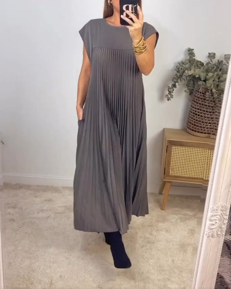 ⏳Begrenzte Zeit 50% Rabatt💥💞Damen Plissee einfaches einfarbiges Kleid