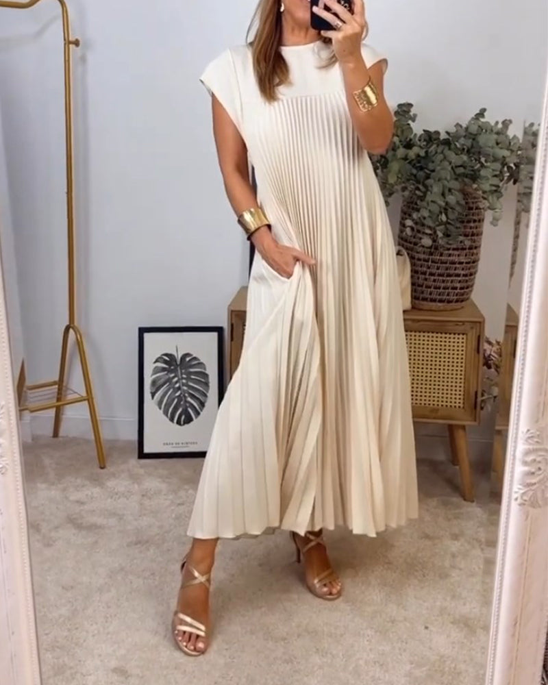 ⏳Begrenzte Zeit 50% Rabatt💥💞Damen Plissee einfaches einfarbiges Kleid
