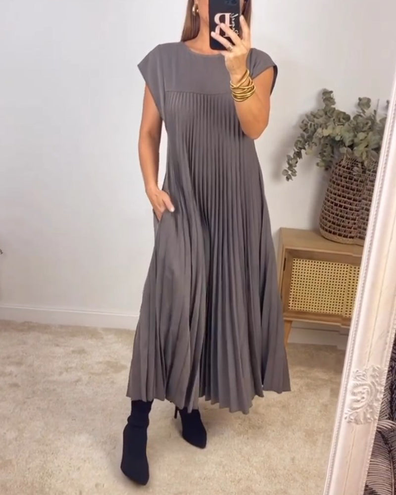 ⏳Begrenzte Zeit 50% Rabatt💥💞Damen Plissee einfaches einfarbiges Kleid