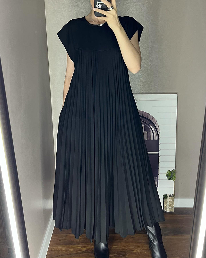 ⏳Begrenzte Zeit 50% Rabatt💥💞Damen Plissee einfaches einfarbiges Kleid