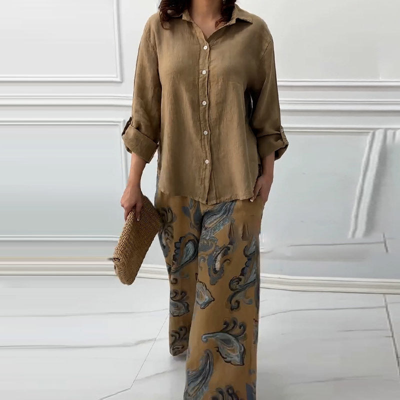 🌷Frühling Hot Sale 50% Rabatt🍃Damenmode Lockeres Cardigan-Shirt & Hose mit hoher Taille Zweiteiliges Set