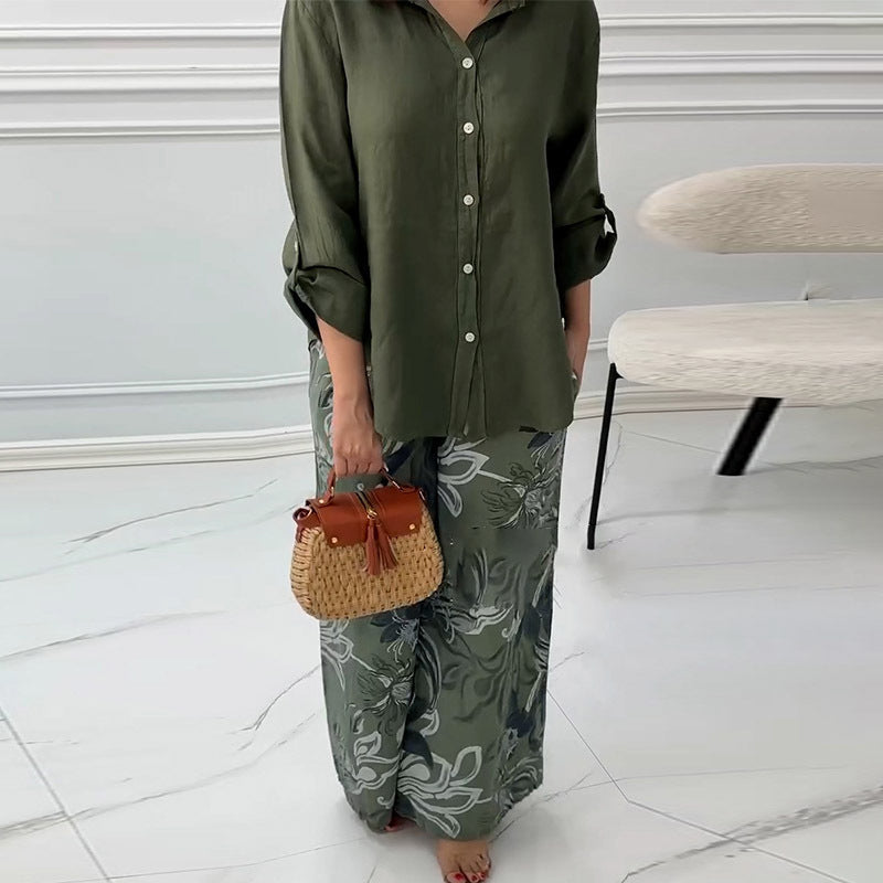 🌷Frühling Hot Sale 50% Rabatt🍃Damenmode Lockeres Cardigan-Shirt & Hose mit hoher Taille Zweiteiliges Set
