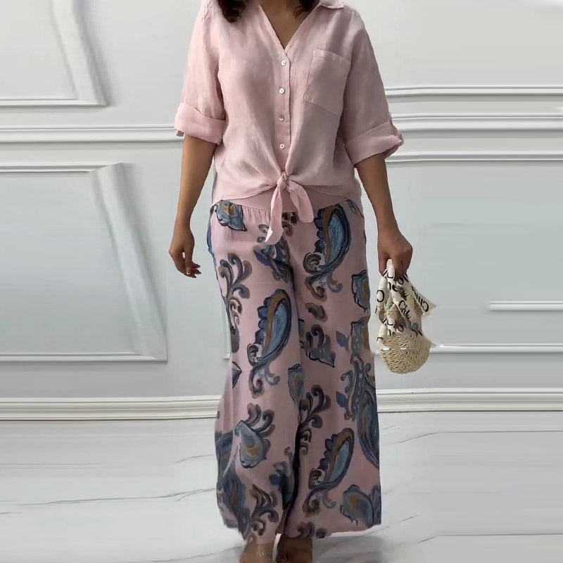 🌷Frühling Hot Sale 50% Rabatt🍃Damenmode Lockeres Cardigan-Shirt & Hose mit hoher Taille Zweiteiliges Set