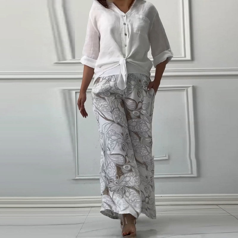 🌷Frühling Hot Sale 50% Rabatt🍃Damenmode Lockeres Cardigan-Shirt & Hose mit hoher Taille Zweiteiliges Set