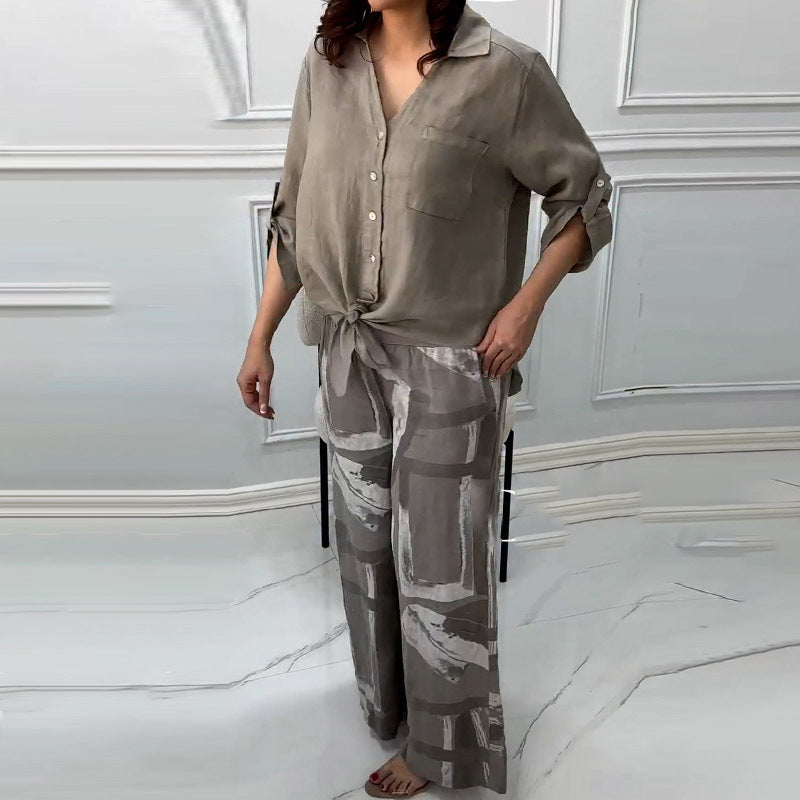 🌷Frühling Hot Sale 50% Rabatt🍃Damenmode Lockeres Cardigan-Shirt & Hose mit hoher Taille Zweiteiliges Set