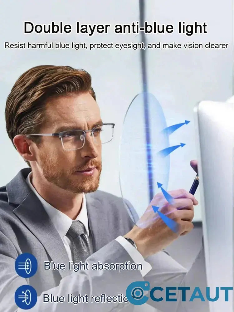 💼Dreifach scharf, einfach brillant: Ihr Büro-Alltag mit TÜV-geprüftem Blaulichtschutz👔Ultra-leichte Anti-Blau-Licht-Lesebrille