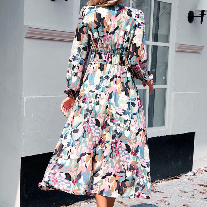 đ„Bedrucktes lĂ€ssiges Boho-Kleid mit V-Ausschnitt fĂŒr Frauenđ„