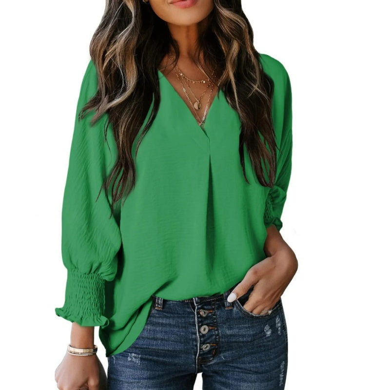 🥰V-Ausschnitt Lässiges 3/4-Ärmel-Lose-Shirt