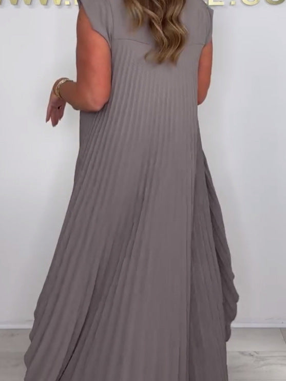 ✨50% Rabatt🌸Laney Set aus plissiertem, kurzärmligem, unregelmäßigem Midi-Top und Hose mit weitem Bein und elastischer Taille