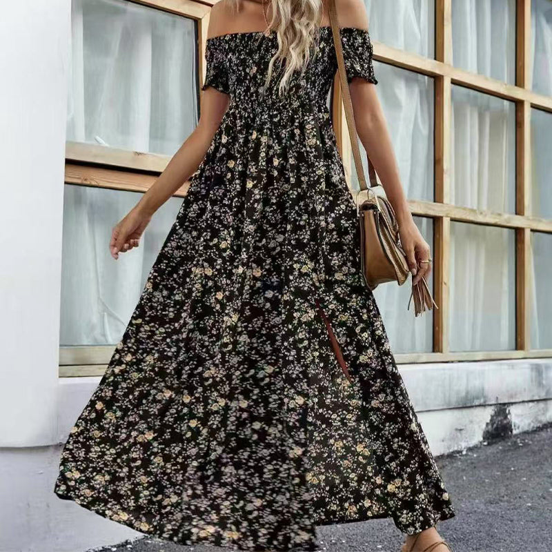 🔥Elegantes, schulterfreies Kleid mit Blumenmuster für Damen🔥