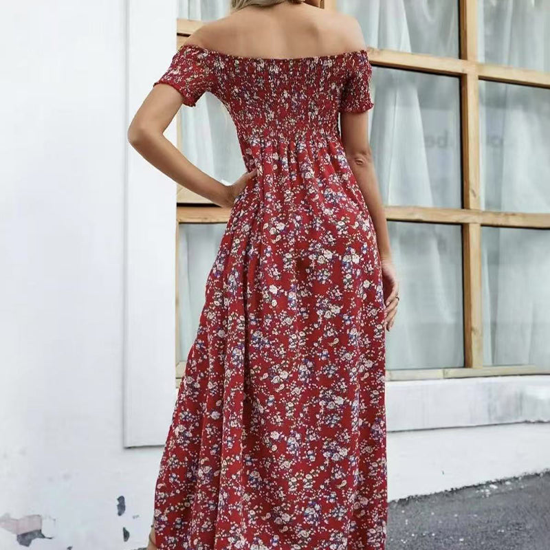 🔥Elegantes, schulterfreies Kleid mit Blumenmuster für Damen🔥