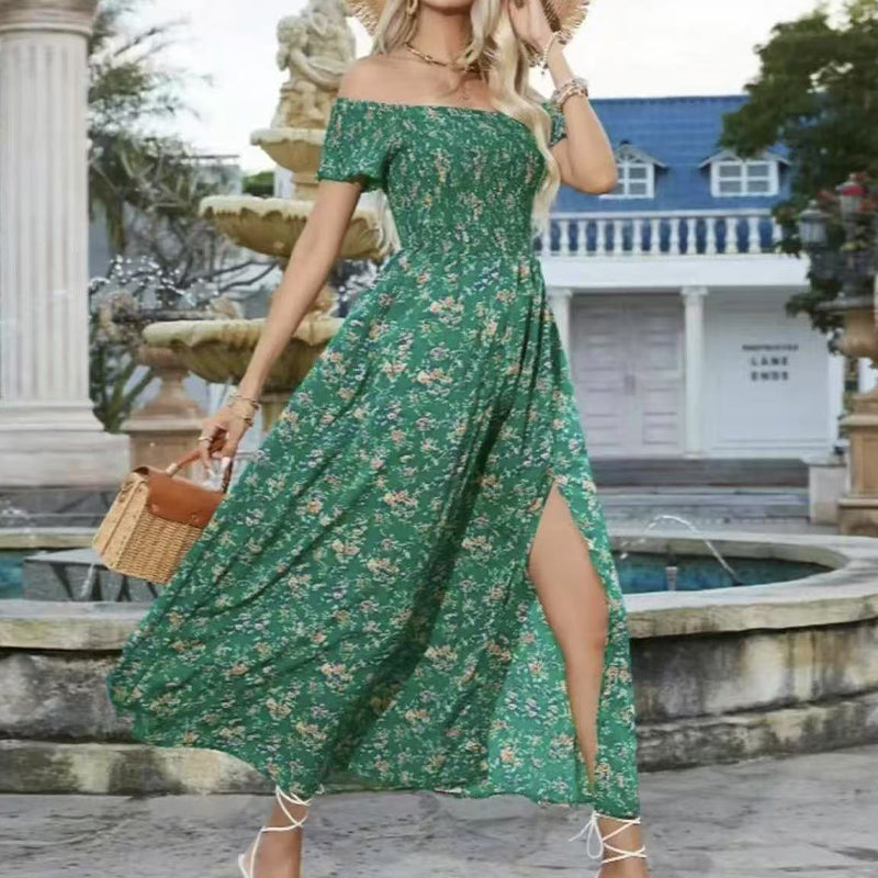 🔥Elegantes, schulterfreies Kleid mit Blumenmuster für Damen🔥