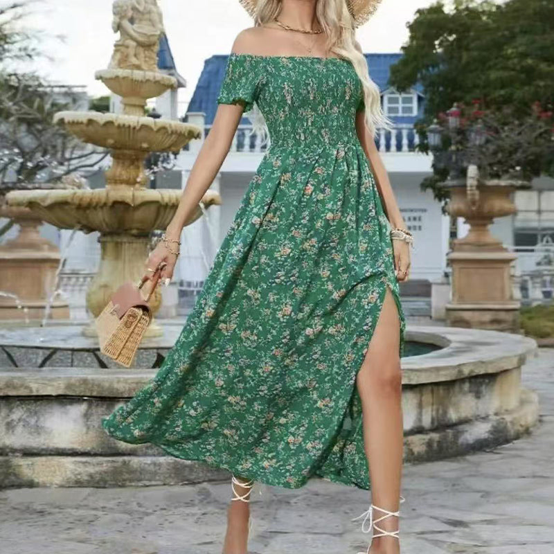 🔥Elegantes, schulterfreies Kleid mit Blumenmuster für Damen🔥