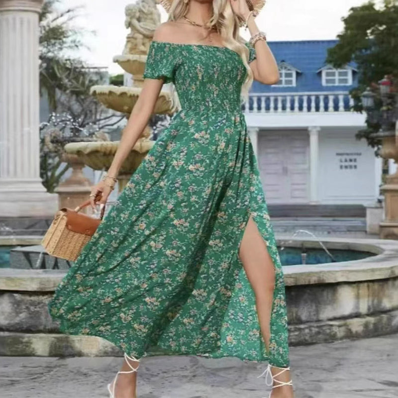 🔥Elegantes, schulterfreies Kleid mit Blumenmuster für Damen🔥
