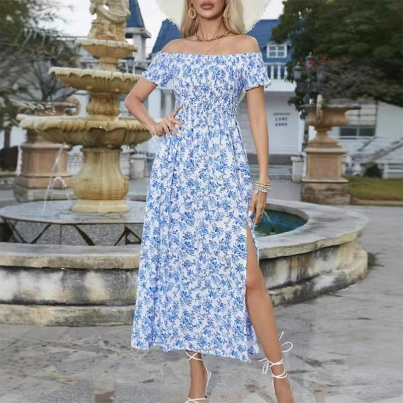 🔥Elegantes, schulterfreies Kleid mit Blumenmuster für Damen🔥