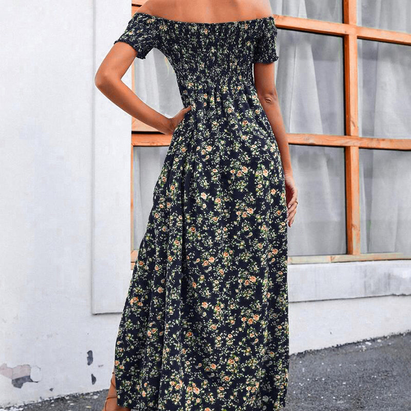 🔥Elegantes, schulterfreies Kleid mit Blumenmuster für Damen🔥